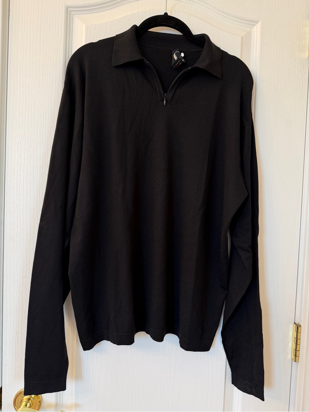 The Collection Men’s M Black Silk Cashmere Blend Quarter Zip Sweater